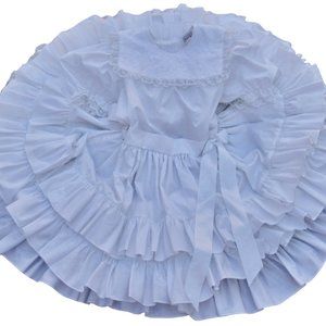 VTG Fancy This White Party Dress Ruffles Lace Big Girl Pageant Full Circle USA